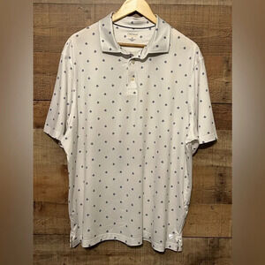 🌻 CREMIEUX Performance Golf Polo Men’s sz XL White with Blue Crest/Shield Print